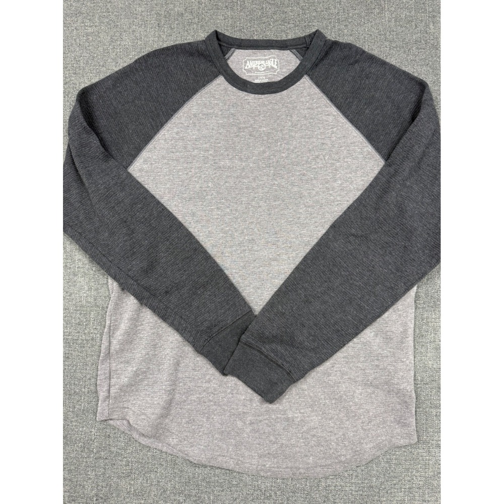 American Eagle Mens Thermal Shirt Large Gray Raglan Long Sleeve Waffle Knit Tee